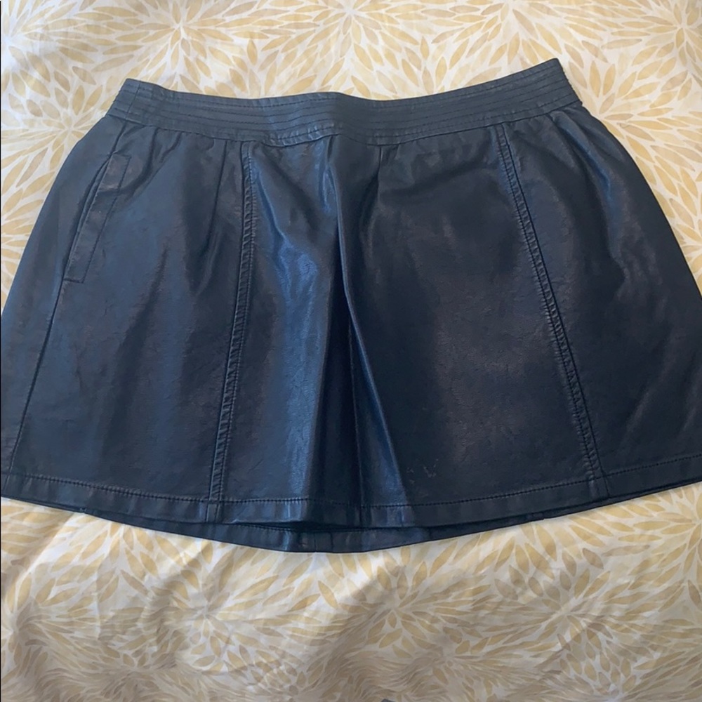 Pleated Leather Skirt